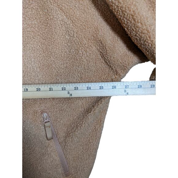 All in Motion Sherpa Jacket L Zip Front Beige Camel Sweatshirt Relax Fit Layer - Picture 6 of 10